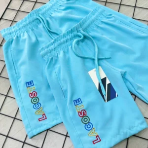 Bermuda Tactel Azul Bordada